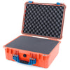 Pelican 1550 Case, Orange with Blue Handle & Latches Pick & Pluck Foam with Convolute Lid Foam ColorCase 015500-0001-150-120
