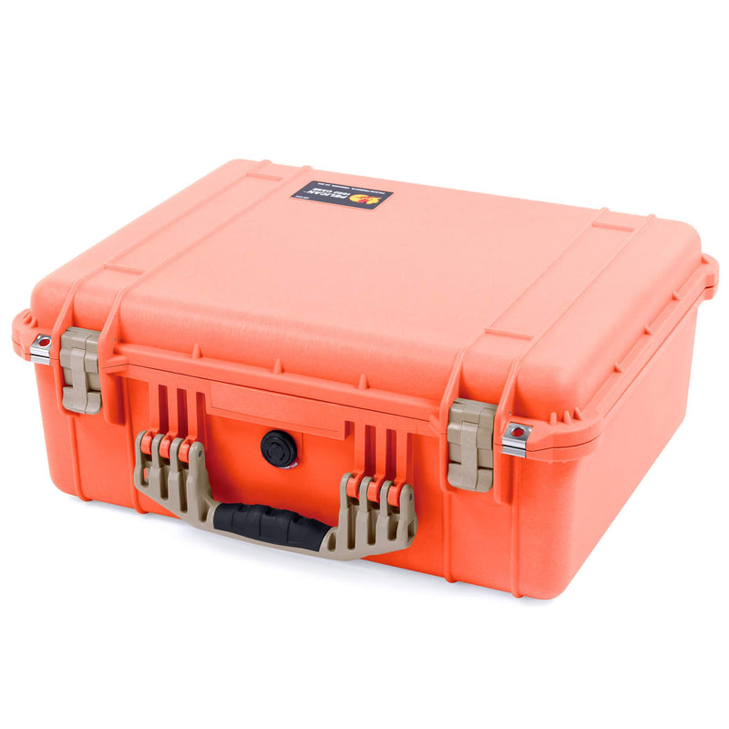 Pelican 1550 Case, Orange with Desert Tan Handle & Latches ColorCase 