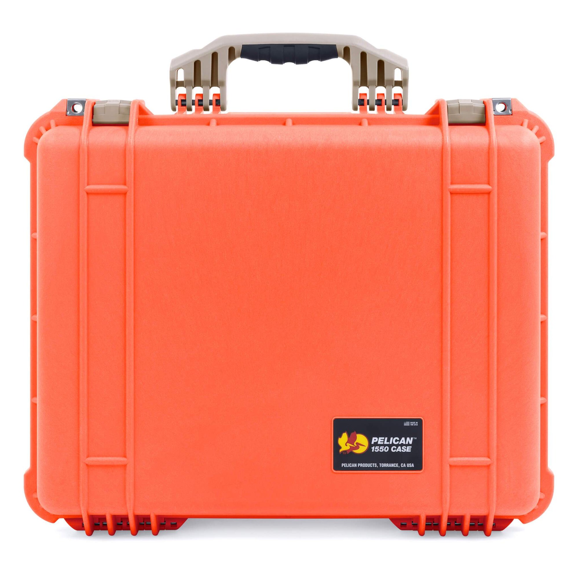 Pelican 1550 Case, Orange with Desert Tan Handle & Latches ColorCase 