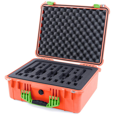Pelican 1550 Case, Orange with Lime Green Handle & Latches ColorCase