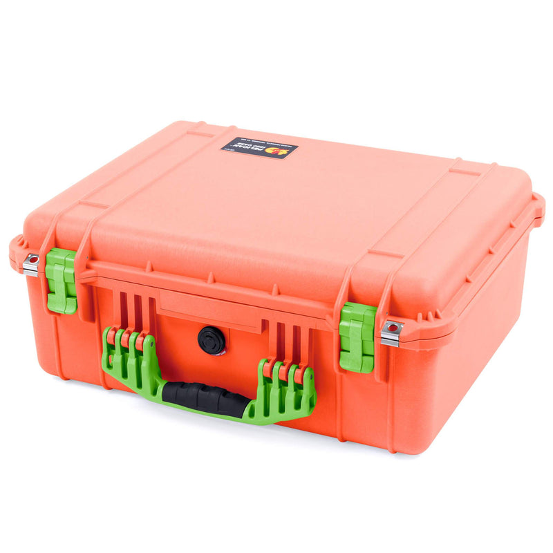 Pelican 1550 Case, Orange with Lime Green Handle & Latches ColorCase 