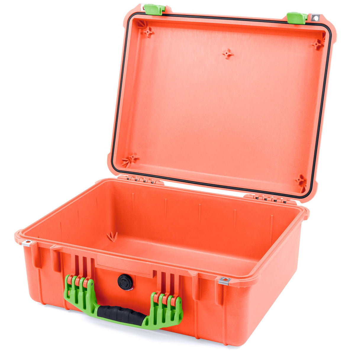 Pelican 1550 Case, Orange with Lime Green Handle &amp; Latches None (Case Only) ColorCase 015500-0000-150-300