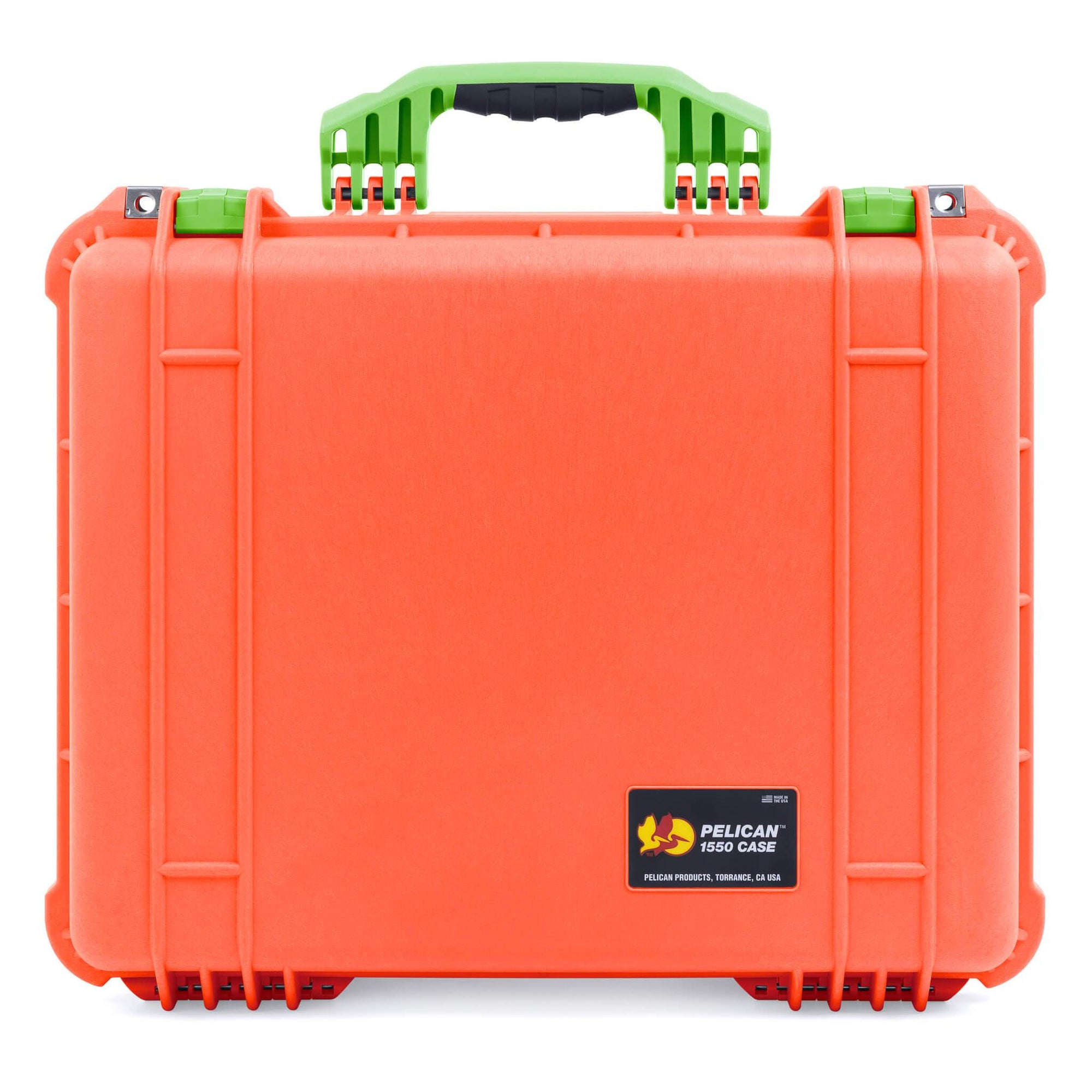 Pelican 1550 Case, Orange with Lime Green Handle & Latches ColorCase 