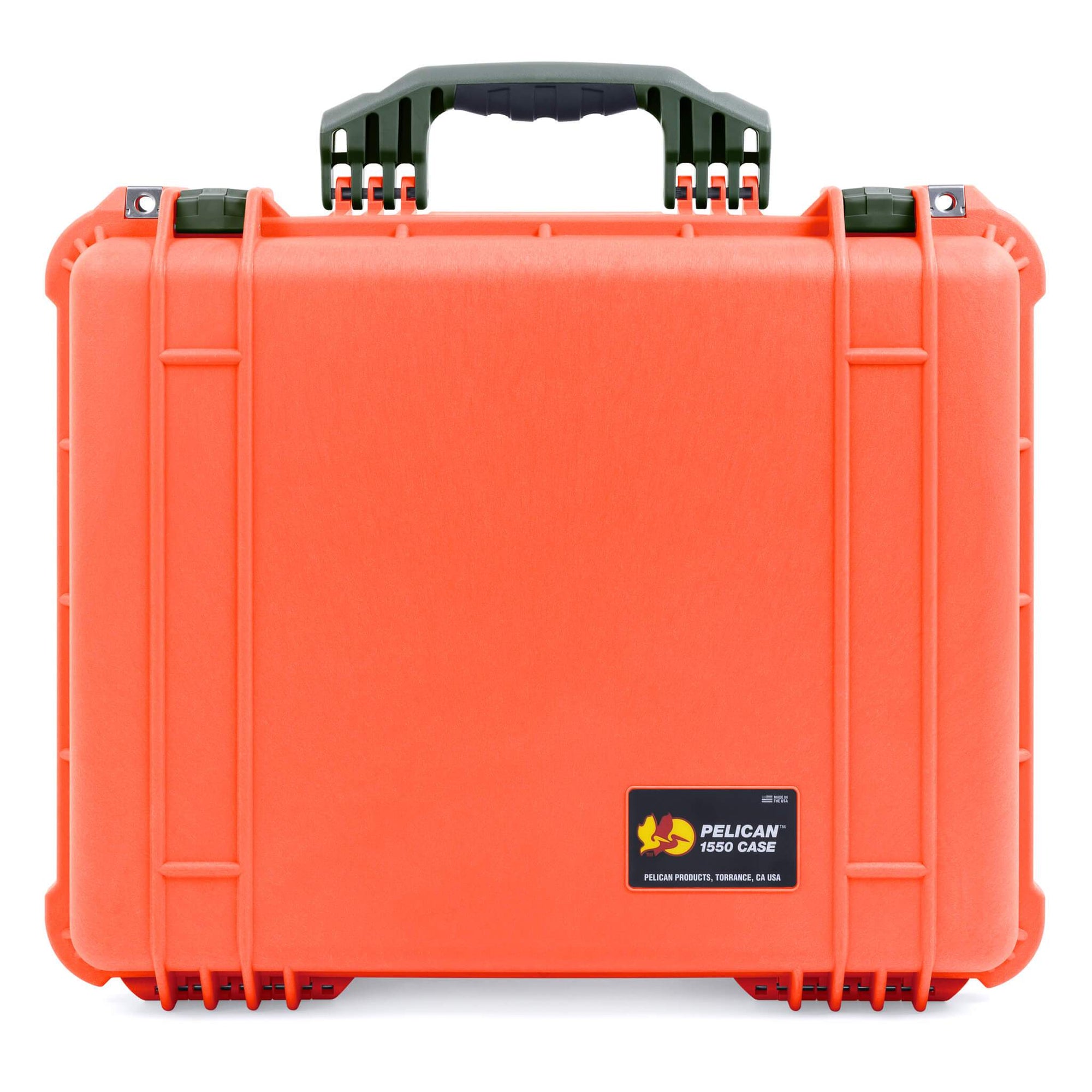 Pelican 1550 Case, Orange with OD Green Handle & Latches ColorCase 