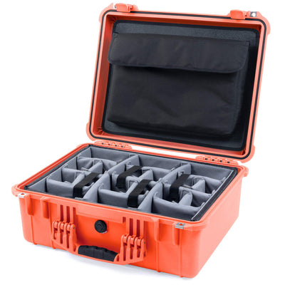 Pelican 1550 Case, Orange Gray Padded Microfiber Dividers with Computer Pouch ColorCase 015500-0270-150-150