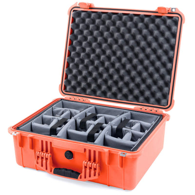 Pelican 1550 Case, Orange Gray Padded Microfiber Dividers with Convolute Lid Foam ColorCase 015500-0070-150-150