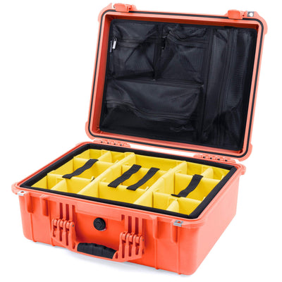 Pelican 1550 Case, Orange Yellow Padded Microfiber Dividers with Mesh Lid Organizer ColorCase 015500-0110-150-150