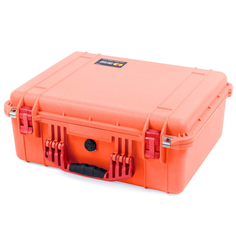 Pelican 1550 Case, Orange with Red Handle & Latches ColorCase 