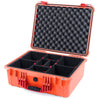 Pelican 1550 Case, Orange with Red Handle & Latches TrekPak Divider System with Convolute Lid Foam ColorCase 015500-0020-150-320