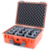Pelican 1550 Case, Orange with Silver Handle & Latches Gray Padded Microfiber Dividers with Convolute Lid Foam ColorCase 015500-0070-150-180