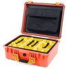 Pelican 1550 Case, Orange with Yellow Handle & Latches Yellow Padded Microfiber Dividers with Computer Pouch ColorCase 015500-0210-150-240