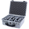Pelican 1550 Case, Silver with Black Handle & Latches Gray Padded Microfiber Dividers with Convolute Lid Foam ColorCase 015500-0070-180-110