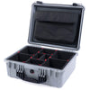 Pelican 1550 Case, Silver with Black Handle & Latches TrekPak Divider System with Computer Pouch ColorCase 015500-0220-180-110