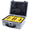 Pelican 1550 Case, Silver with Black Handle & Latches Yellow Padded Microfiber Dividers with Mesh Lid Organizer ColorCase 015500-0110-180-110
