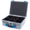 Pelican 1550 Case, Silver with Blue Handle & Latches TrekPak Divider System with Convolute Lid Foam ColorCase 015500-0020-180-120