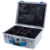 Pelican 1550 Case, Silver with Blue Handle & Latches TrekPak Divider System with Mesh Lid Organizer ColorCase 015500-0120-180-120
