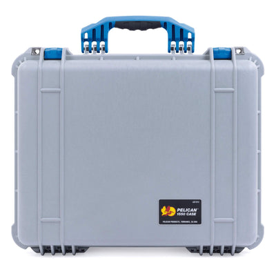 Pelican 1550 Case, Silver with Blue Handle & Latches ColorCase