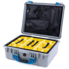 Pelican 1550 Case, Silver with Blue Handle & Latches Yellow Padded Microfiber Dividers with Mesh Lid Organizer ColorCase 015500-0110-180-120