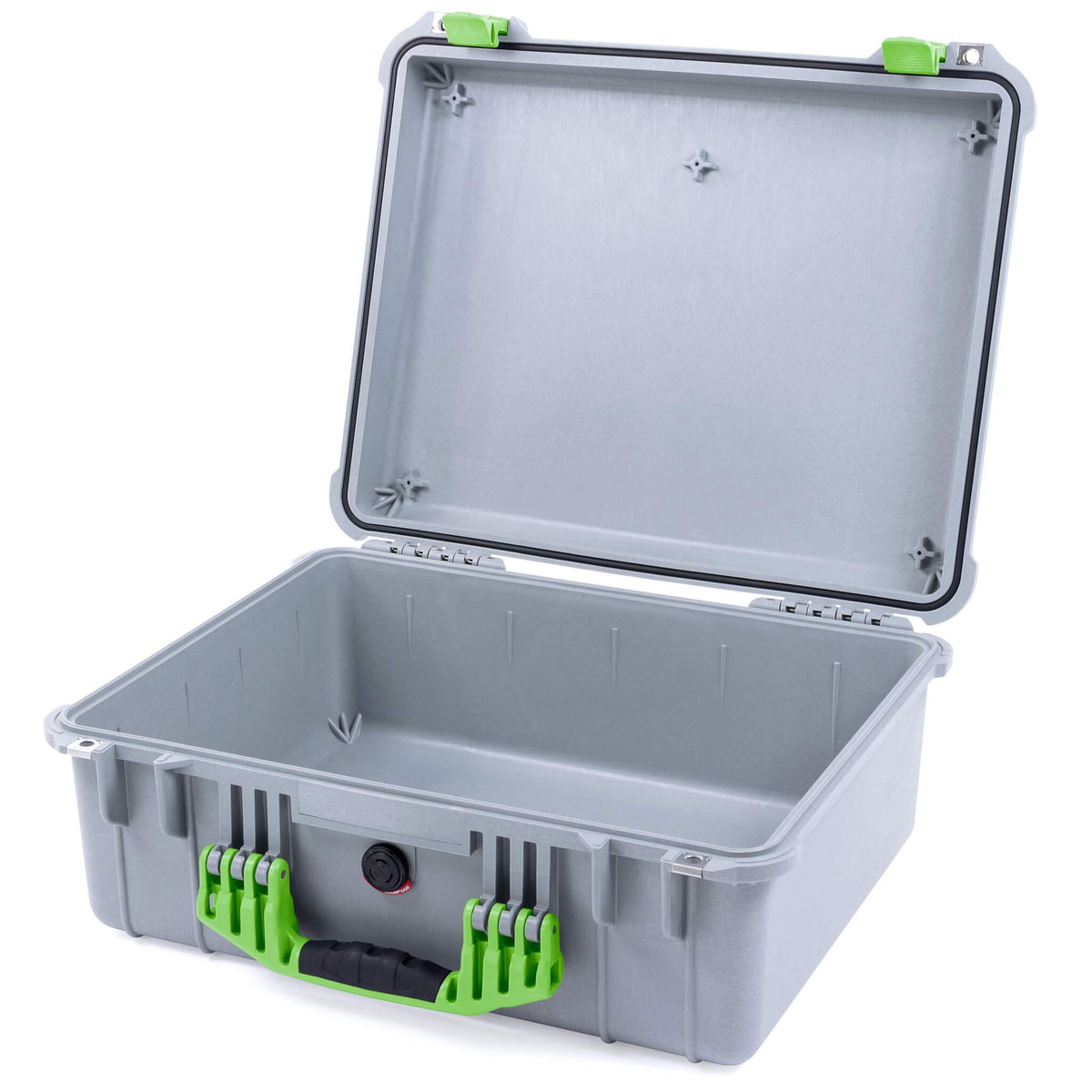 Pelican 1550 Case, Silver with Lime Green Handle &amp; Latches None (Case Only) ColorCase 015500-0000-180-300