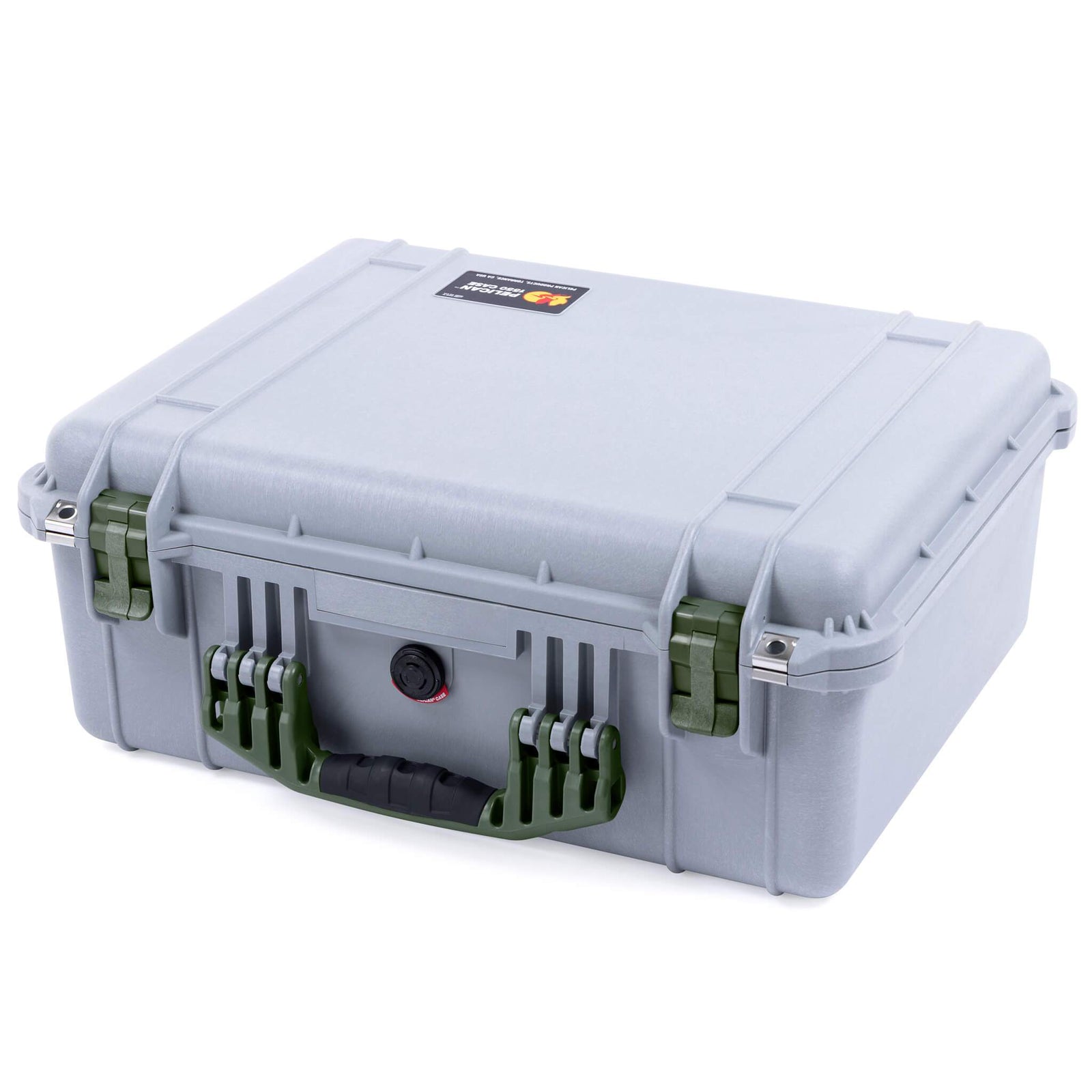 Pelican 1550 Case, Silver with OD Green Handle & Latches ColorCase 