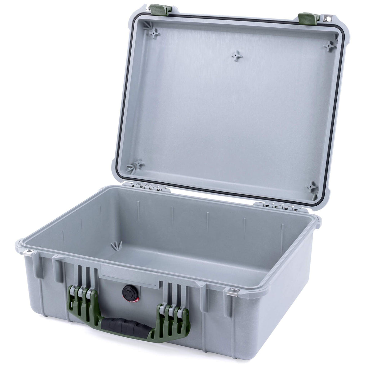 Pelican 1550 Case, Silver with OD Green Handle &amp; Latches None (Case Only) ColorCase 015500-0000-180-130