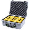 Pelican 1550 Case, Silver with OD Green Handle & Latches Yellow Padded Microfiber Dividers with Convolute Lid Foam ColorCase 015500-0010-180-130