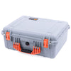 Pelican 1550 Case, Silver with Orange Handle & Latches ColorCase