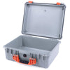 Pelican 1550 Case, Silver with Orange Handle & Latches None (Case Only) ColorCase 015500-0000-180-150