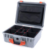 Pelican 1550 Case, Silver with Orange Handle & Latches TrekPak Divider System with Computer Pouch ColorCase 015500-0220-180-150