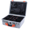 Pelican 1550 Case, Silver with Orange Handle & Latches TrekPak Divider System with Mesh Lid Organizer ColorCase 015500-0120-180-150