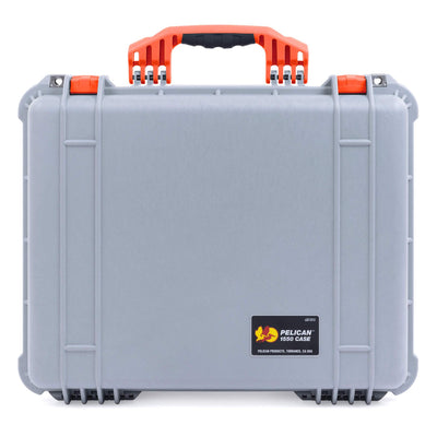 Pelican 1550 Case, Silver with Orange Handle & Latches ColorCase