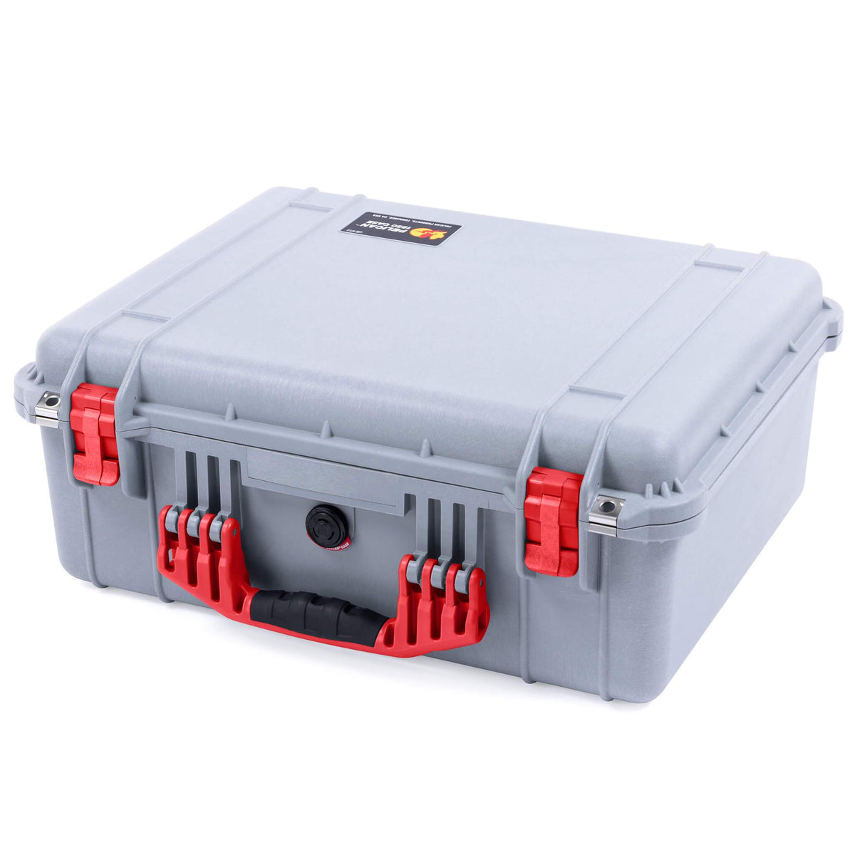 Pelican 1550 Case, Silver with Red Handle &amp; Latches ColorCase 