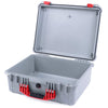 Pelican 1550 Case, Silver with Red Handle & Latches None (Case Only) ColorCase 015500-0000-180-320