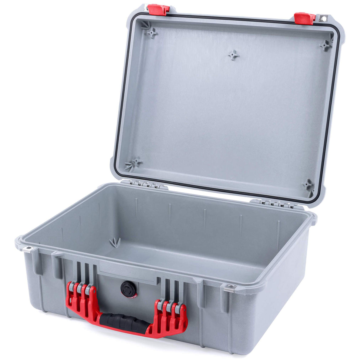 Pelican 1550 Case, Silver with Red Handle &amp; Latches None (Case Only) ColorCase 015500-0000-180-320