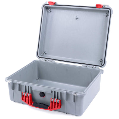 Pelican 1550 Case, Silver with Red Handle & Latches None (Case Only) ColorCase 015500-0000-180-320