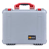 Pelican 1550 Case, Silver with Red Handle & Latches ColorCase