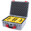 Pelican 1550 Case, Silver with Red Handle & Latches Yellow Padded Microfiber Dividers with Convolute Lid Foam ColorCase 015500-0010-180-320