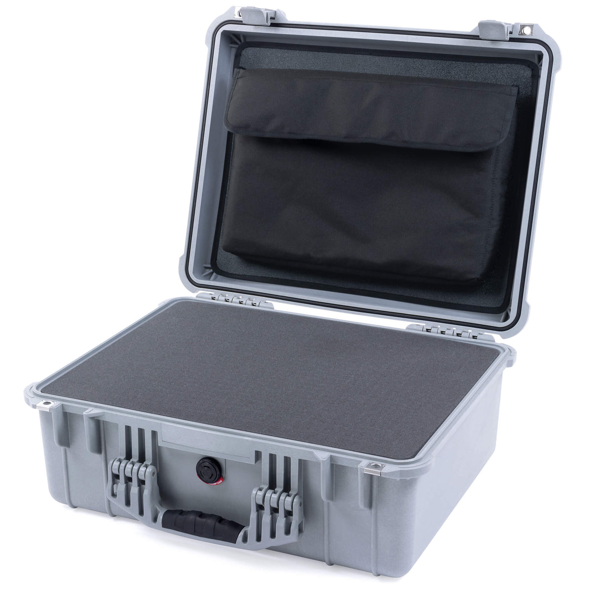 Pelican 1550 Case, Silver Pick &amp; Pluck Foam with Computer Pouch ColorCase 015500-0201-180-180