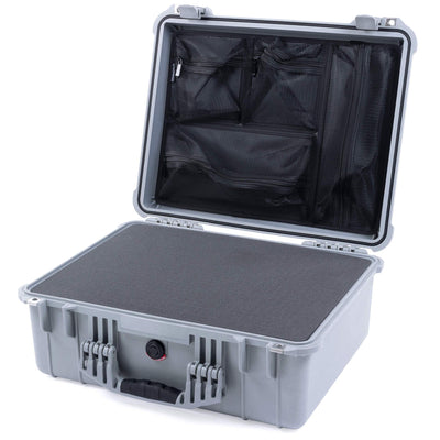 Pelican 1550 Case, Silver Pick & Pluck Foam with Mesh Lid Organizer ColorCase 015500-0101-180-180