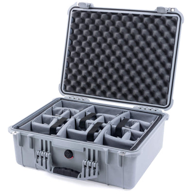 Pelican 1550 Case, Silver Gray Padded Microfiber Dividers with Convolute Lid Foam ColorCase 015500-0070-180-180