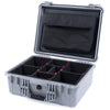 Pelican 1550 Case, Silver TrekPak Divider System with Computer Pouch ColorCase 015500-0220-180-180