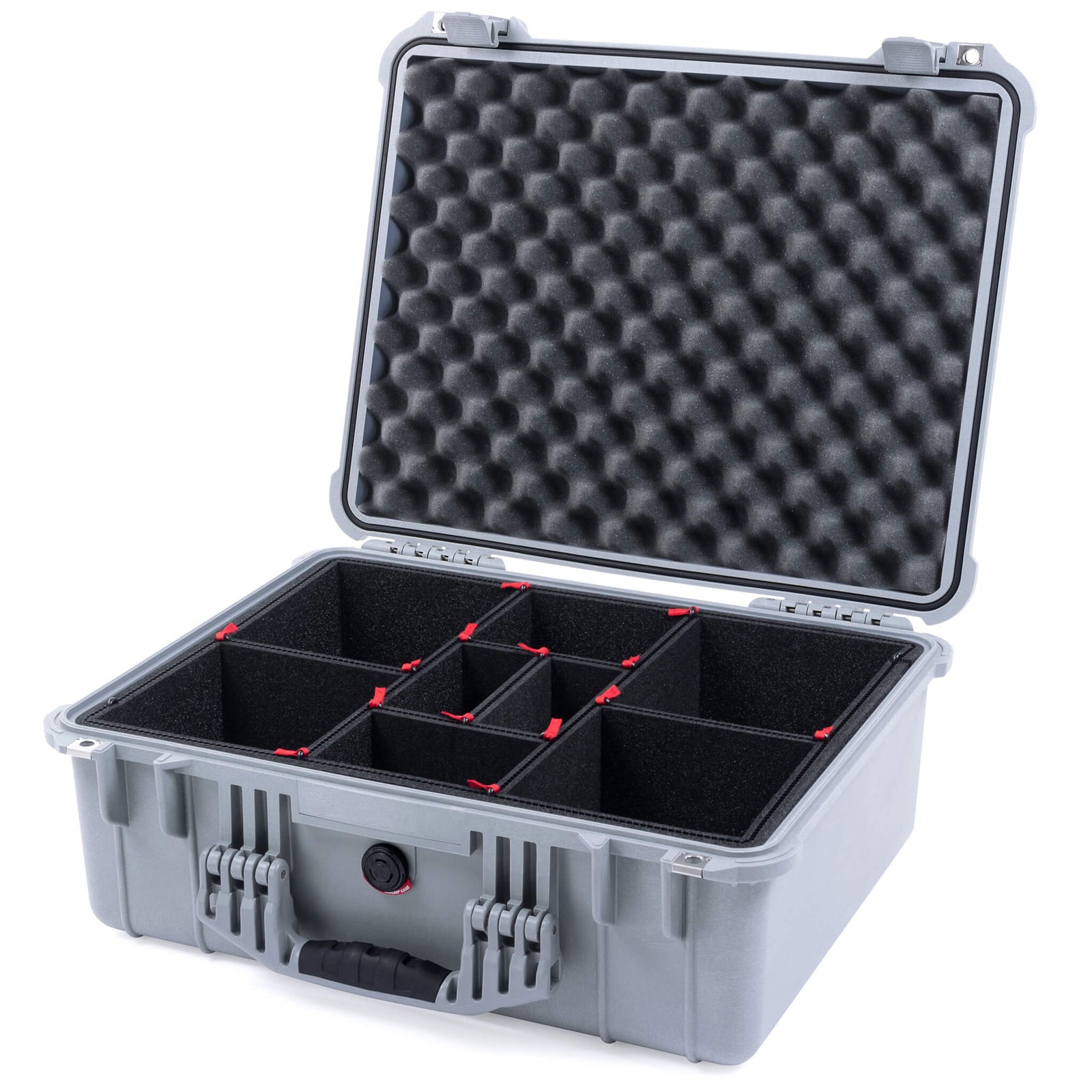Pelican 1550 Case, Silver TrekPak Divider System with Convolute Lid Foam ColorCase 015500-0020-180-180