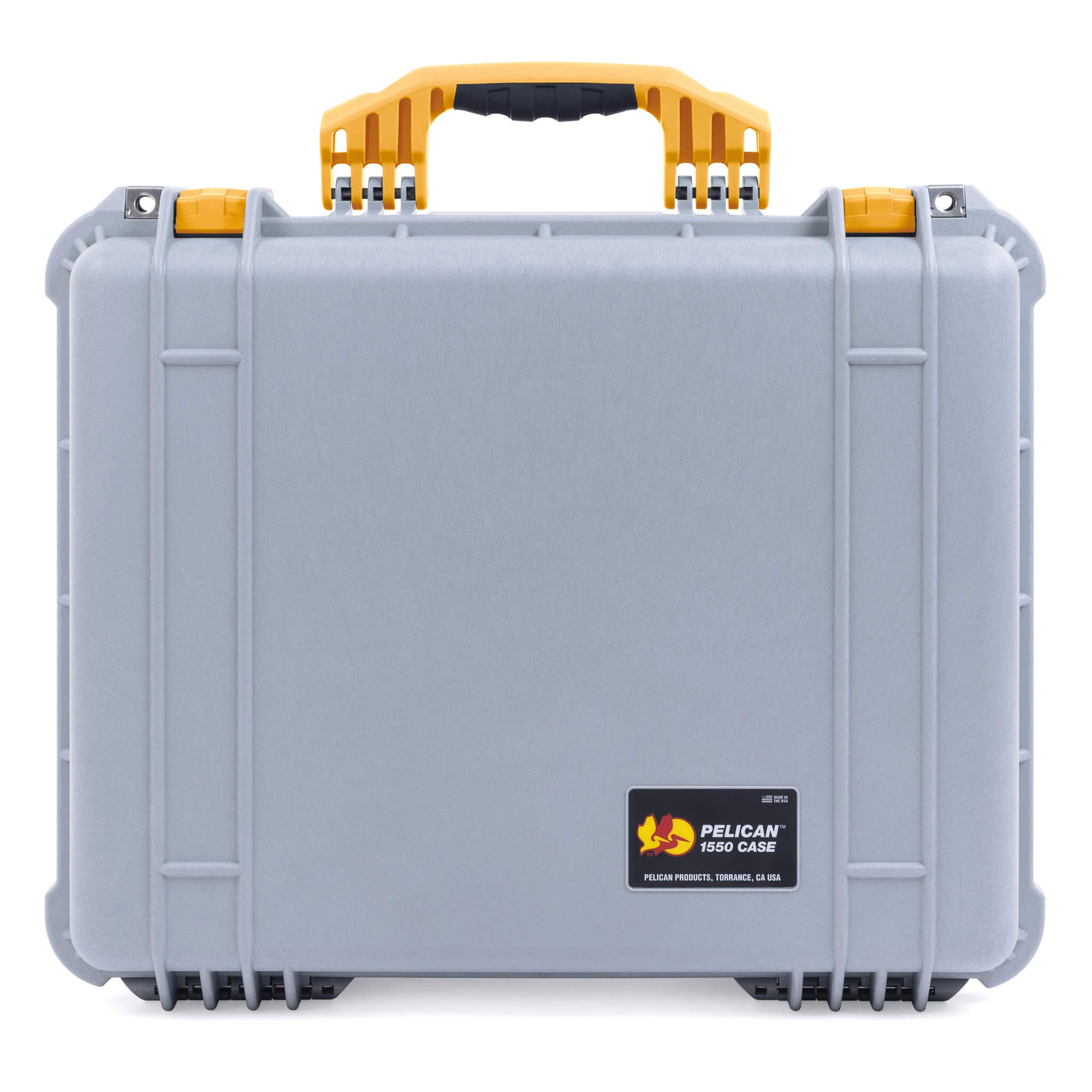 Pelican 1550 Case, Silver with Yellow Handle & Latches ColorCase 