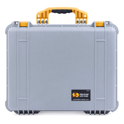 Pelican 1550 Case, Silver with Yellow Handle & Latches ColorCase