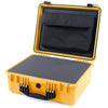 Pelican 1550 Case, Yellow with Black Handle & Latches Pick & Pluck Foam with Computer Pouch ColorCase 015500-0201-240-110