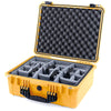 Pelican 1550 Case, Yellow with Black Handle & Latches Gray Padded Microfiber Dividers with Convolute Lid Foam ColorCase 015500-0070-240-110