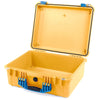 Pelican 1550 Case, Yellow with Blue Handle & Latches None (Case Only) ColorCase 015500-0000-240-120