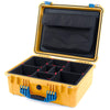 Pelican 1550 Case, Yellow with Blue Handle & Latches TrekPak Divider System with Computer Pouch ColorCase 015500-0220-240-120