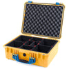 Pelican 1550 Case, Yellow with Blue Handle & Latches TrekPak Divider System with Convolute Lid Foam ColorCase 015500-0020-240-120