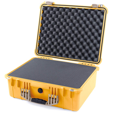 Pelican 1550 Case, Yellow with Desert Tan Handle & Latches Pick & Pluck Foam with Convolute Lid Foam ColorCase 015500-0001-240-310